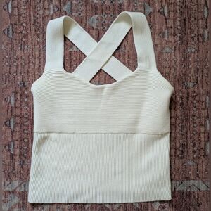 Abercrombie & Fitch Ottoman Ribbed Sweater Cross Back Tank In White 🤍 Medium
